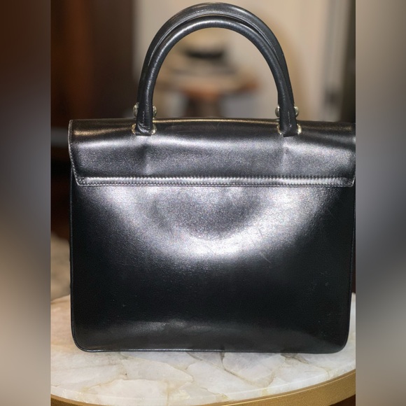 🖤 Bally Vintage Black Leather Accordion Satchel Bag - Picture 4 of 16